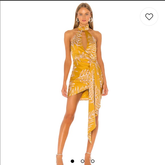 REVOLVE: Antonia Mini Dress in Gold Tropical - Picture 2 of 4